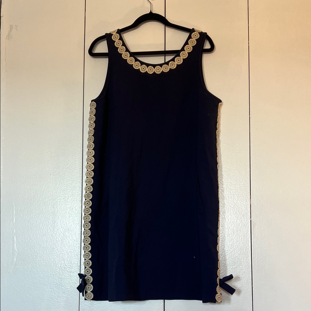 Lilly Pulitzer Navy Dress with Gold Trim